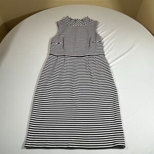 Boden Dress Womens 10 Striped Mock Neck Sleeveless Sheath Nautical Business Knit